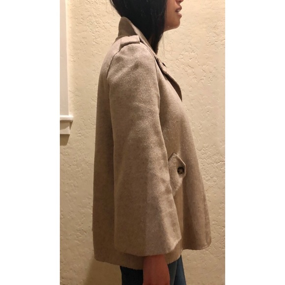 Zara Wool Blend Cape Sleeve Coat - Picture 4 of 9
